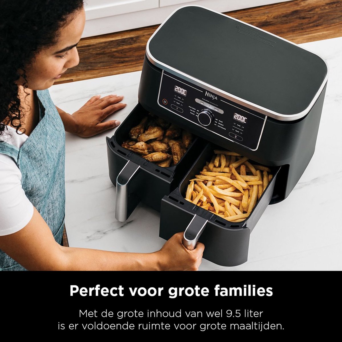 Ninja Foodi MAX Dual Zone AF400EU Airfryer – 9.5L Dubbele Heteluchtfriteuse