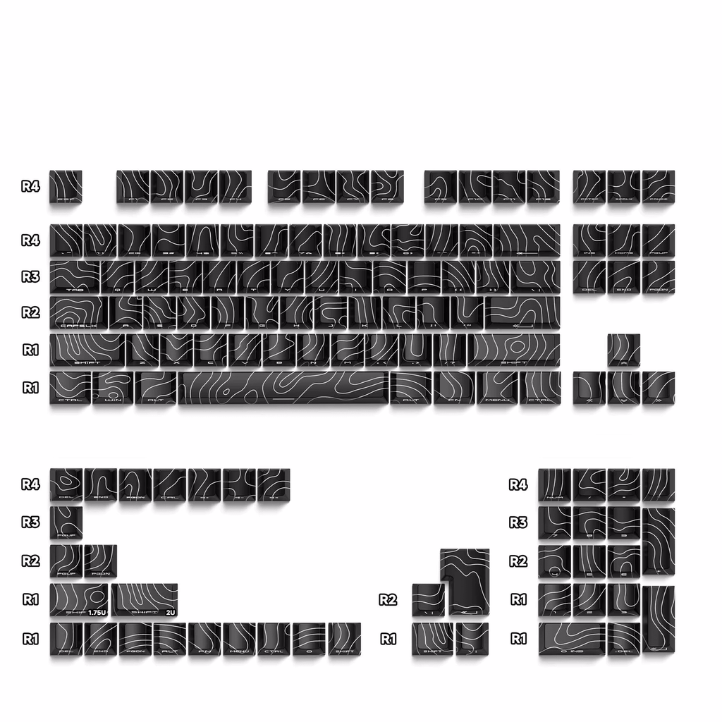 Topografisch Contour – PBT Keycap Set (Side - lit) - chomi. - Mechanical Keyboard Nederland